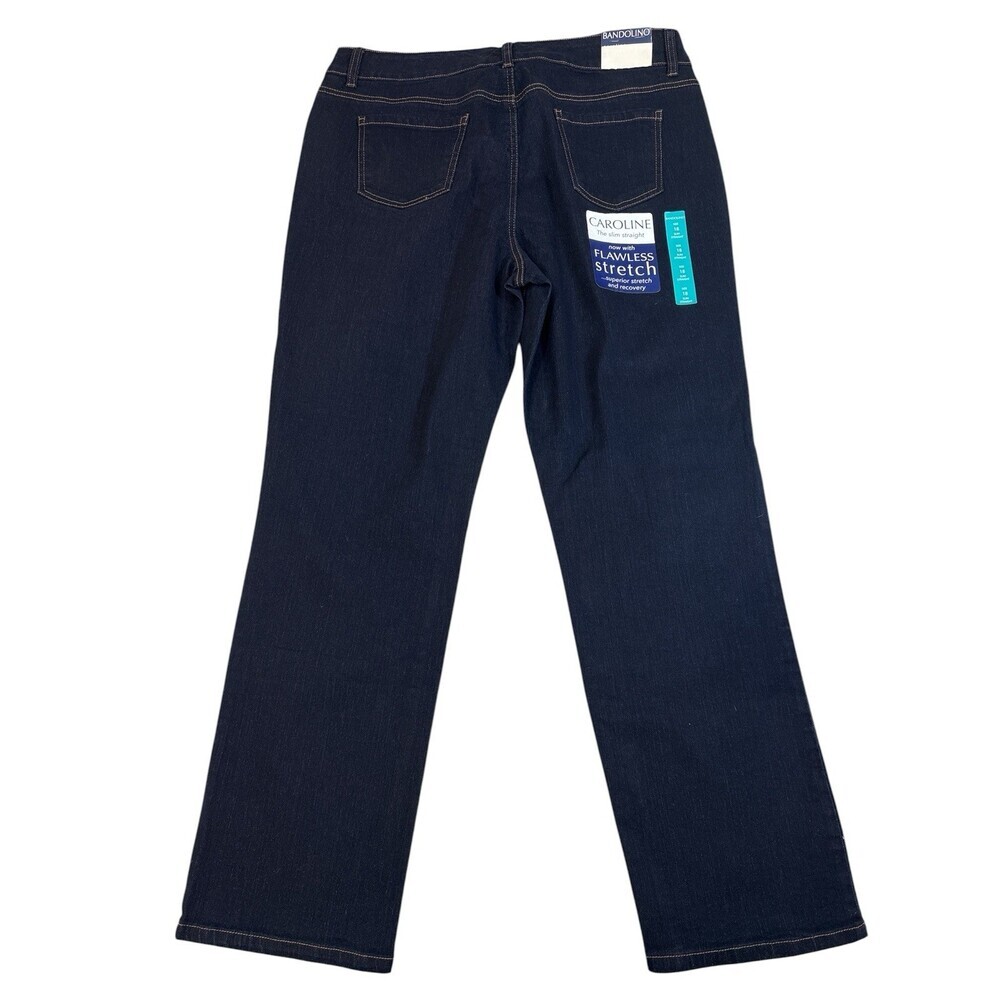 Bandolino Women Jeans Caroline Slim Straight Leg Pants Size 18 Dark Wash - Picture 2 of 6